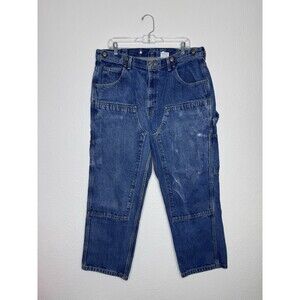 Key VTG Y2K Jeans Men 36x29 Blue Denim Double Knee Logger Carpenter Distressed